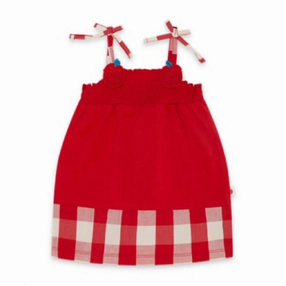 Red Plaid Kids Casual Dress - Picture 3 of 3
